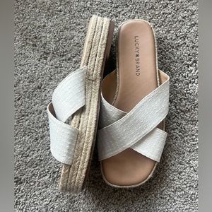 Lucky Brand White Sandals with espadrille bottom